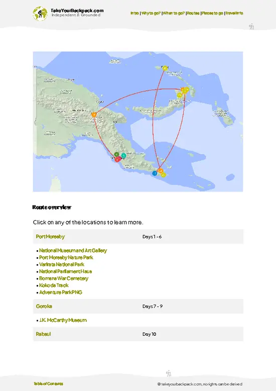 example page 4 from our offline Travel Guide for Papua New Guinea